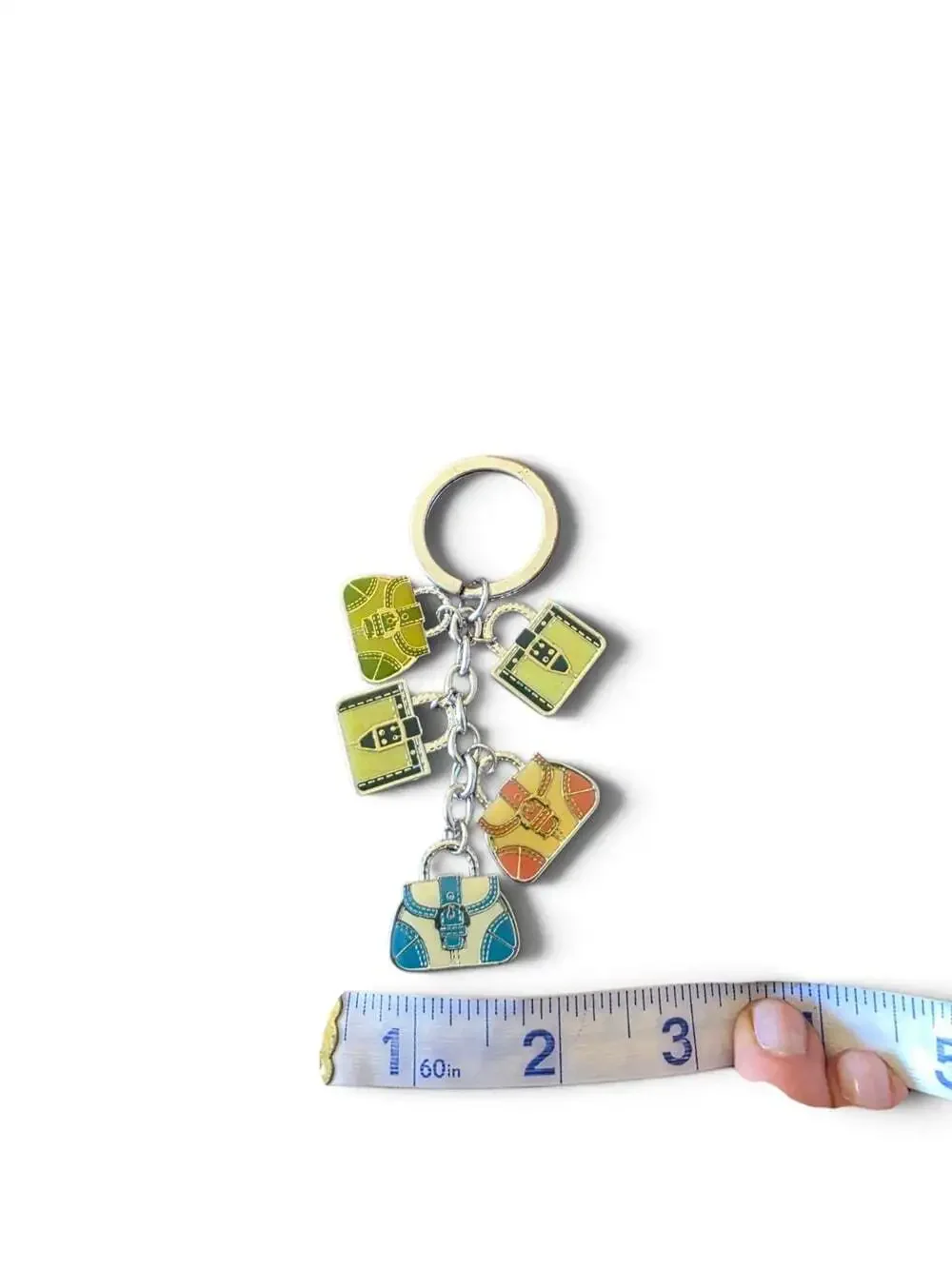 Coach Vintage Handbag Charm Key Ring Multicolor Enamel Miniature Purse Keychain